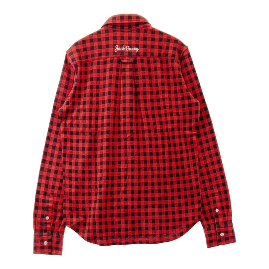 JACK BUNNY チェック柄 ゴルフシャツ 新品】JACK BUNNY ジャックバニー 長袖シャツ チェック レッド系 4
