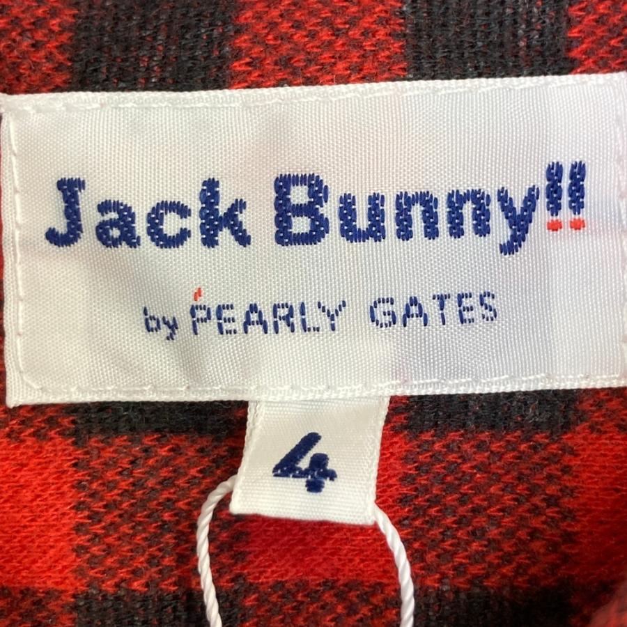 JACK BUNNY チェック柄 ゴルフシャツ 新品】JACK BUNNY ジャックバニー 長袖シャツ チェック レッド系 4