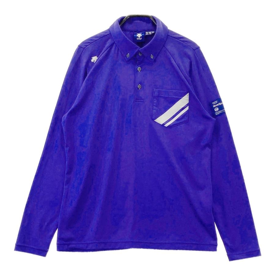 DESCENTE GOLF デサントゴルフ ボタンダウン 長袖ポロシャツ ブルー系