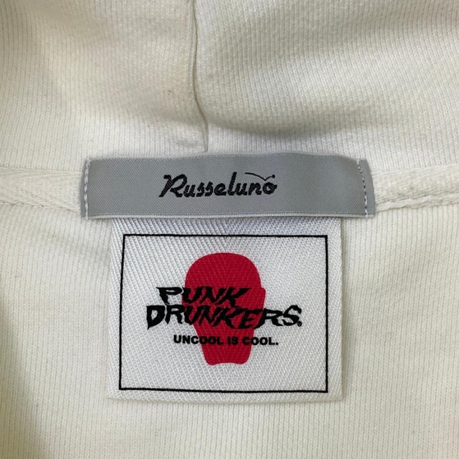 ラッセルノ　パーカー　サイズ 6　Continue Russeluno（ラッセルノ） ×PUNK DRUNKERS スウェットパーカー ホワイト
