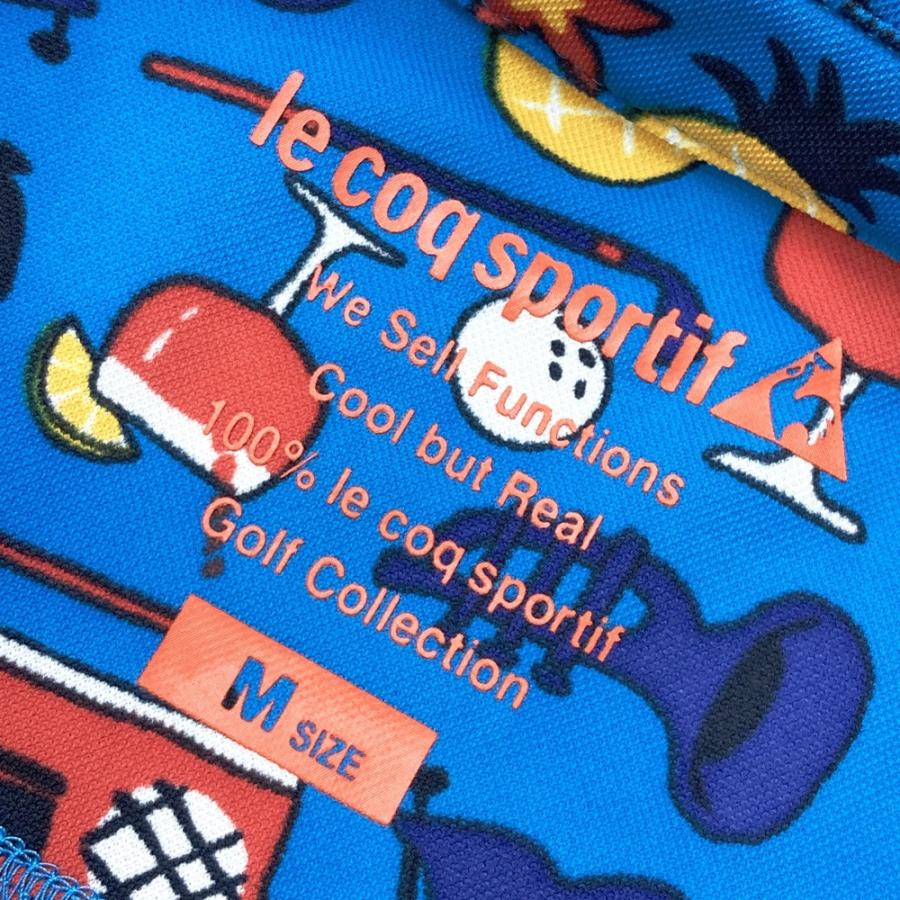 LE COQ GOLF ルコックゴルフ 半袖ポロシャツ 総柄 ブルー系 M ゴルフ
