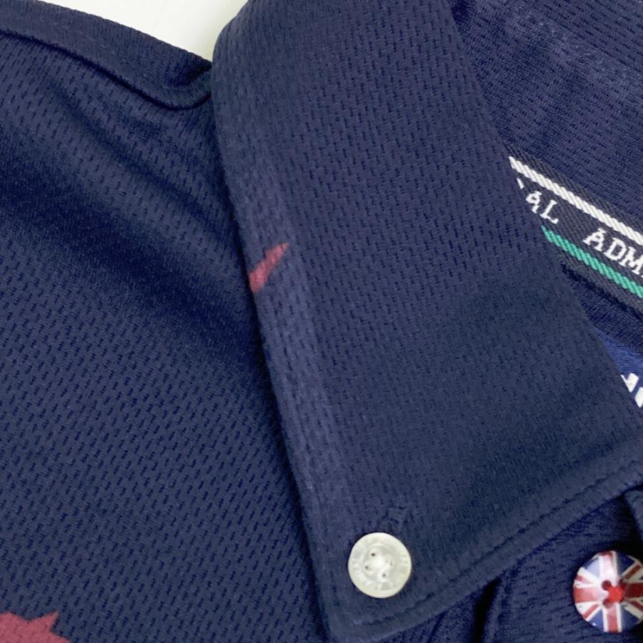 ADMIRAL アドミラル 長袖ポロシャツ ボタンダウン 総柄 ネイビー系 L