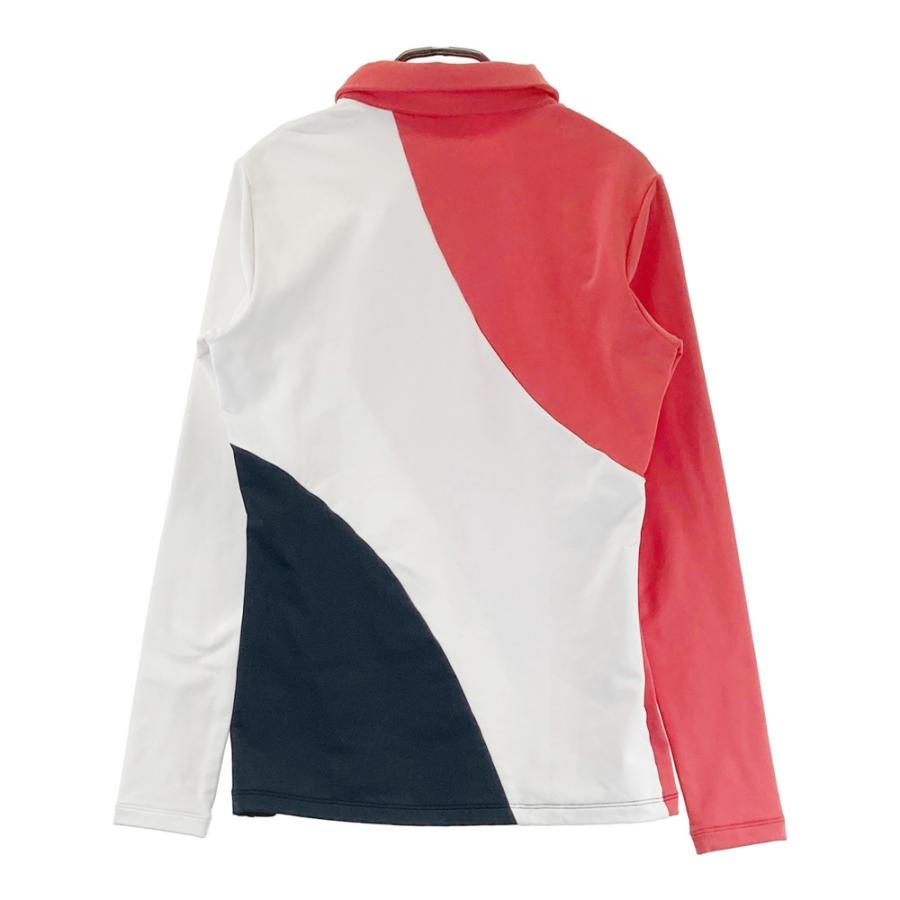 DESCENTE GOLF デサントゴルフ 変形襟 長袖ポロシャツ レッド系 M