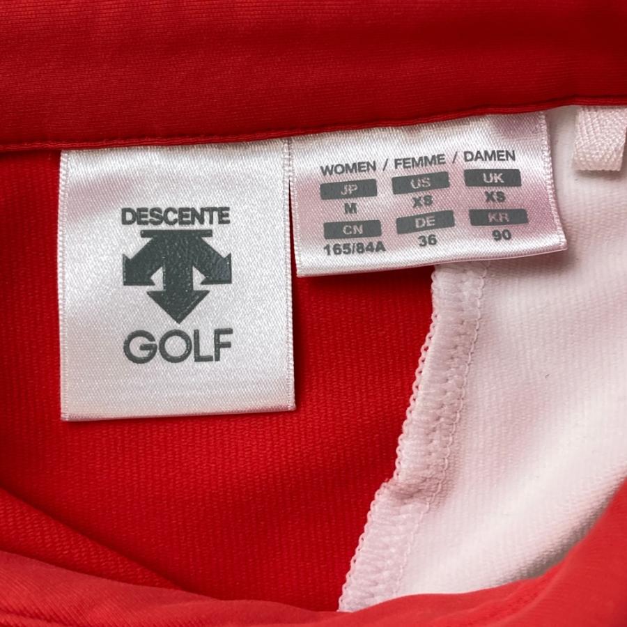 DESCENTE GOLF デサントゴルフ 変形襟 長袖ポロシャツ レッド系 M