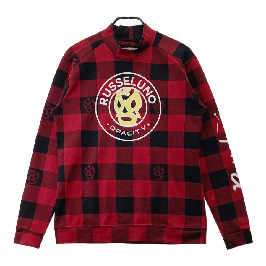 【美品】RUSSELUNO ハイネック 長袖Tシャツ ルチャ チェック柄 RUSSELUNO ラッセルノ ハイネック長袖Tシャツ ルチャ チェック柄