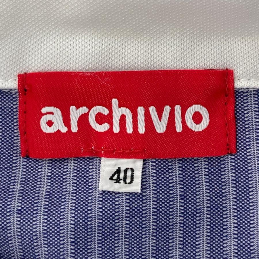 archivio（アルチビオ） ノースリーブポロシャツ ストライプ ネイビー