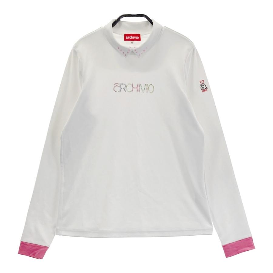 サイズ：40 ARCHIVIO アルチビオ  長袖ハイネックTシャツ  ホワイト系 [240101699972] ゴルフウェア レディース ストスト archivio（アルチビオ） 長袖ハイネックTシャツ ホワイト系 40 ゴルフ