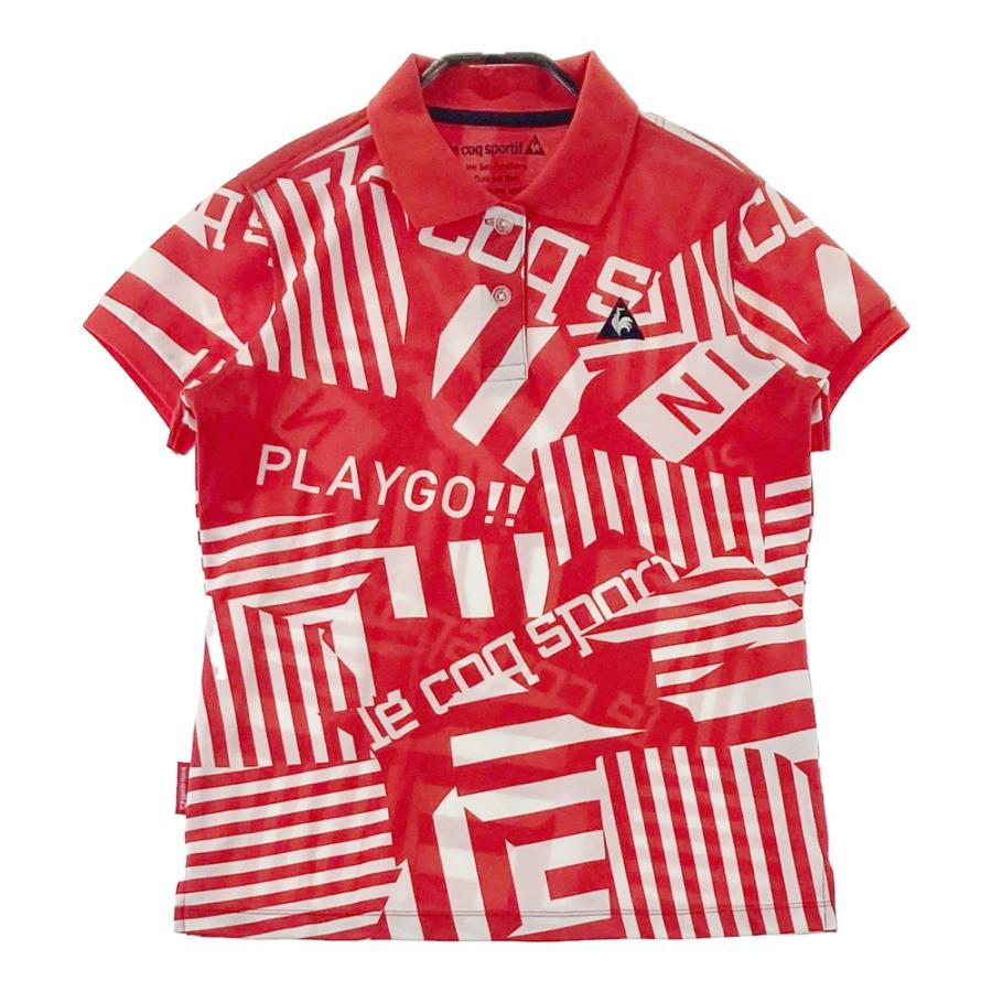 LE COQ GOLF ルコックゴルフ 半袖ポロシャツ 総柄 レッド系 M ゴルフ