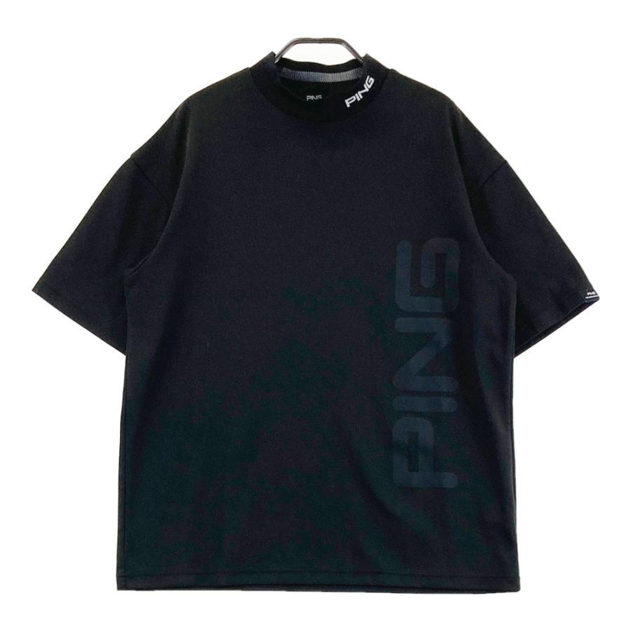 PING ピン モックネック 半袖Tシャツ ブラック系 L ゴルフウェア