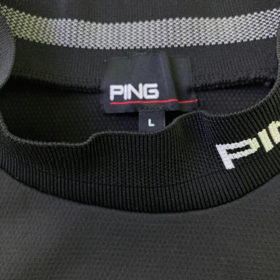 PING ピン モックネック 半袖Tシャツ ブラック系 L ゴルフウェア