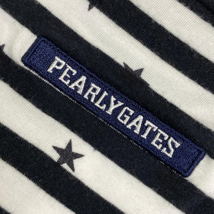 サイズ：4 PEARLY GATES パーリーゲイツ  ハイネック 長袖Tシャツ ボーダー柄 ホワイト系 [240101468409] ゴルフウェア メンズ ストスト PEARLY GATES（パーリーゲイツ） ハイネック 長袖Tシャツ ボーダー柄