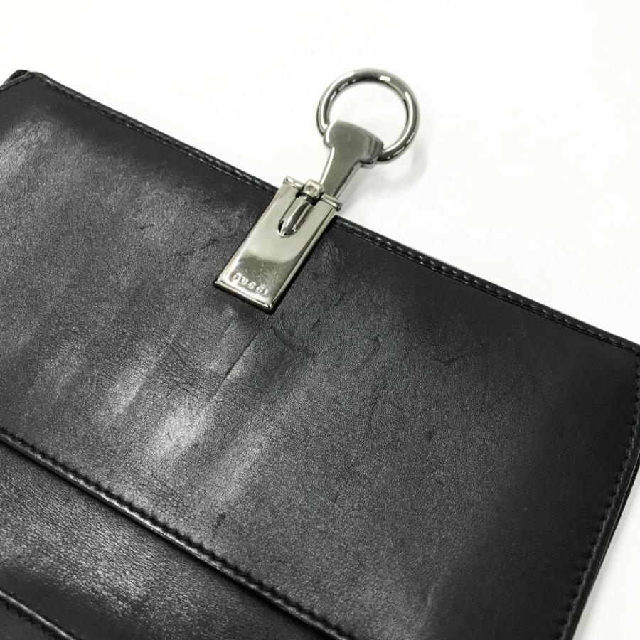 GUCCI グッチ 101602 二つ折り長財布 ホースビット ブラック系 メンズ