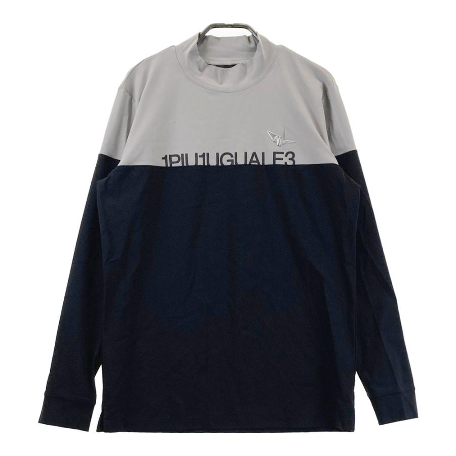 【1PIU1UGUALE3】メンズゴルフトレーナー 1PIU1UGUALE3 GOLF ハイネック 長袖Tシャツ ブラック系 4 ゴルフウェア