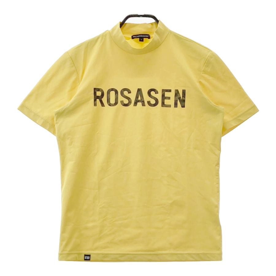 ROSASEN ロサーセン モックネック 半袖Tシャツ ロゴプリント イエロー
