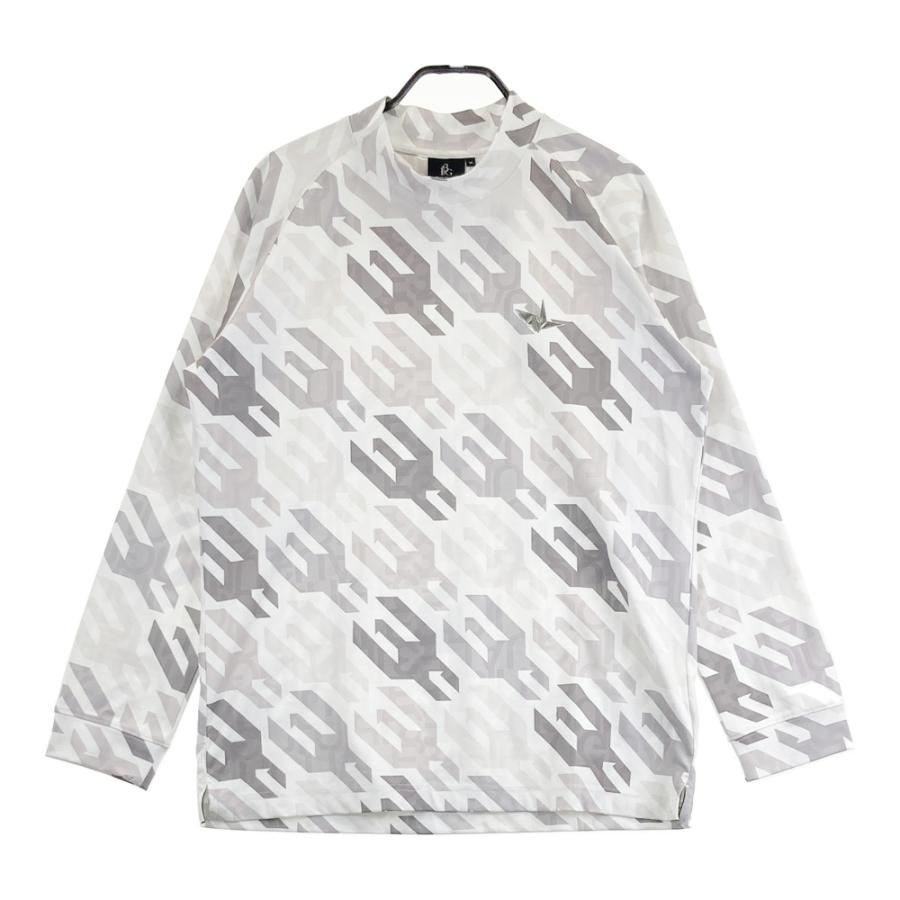 1PIU1UGUALE3 GOLF 長袖モックネックTシャツ 千鳥 グレー系 6 ゴルフ 