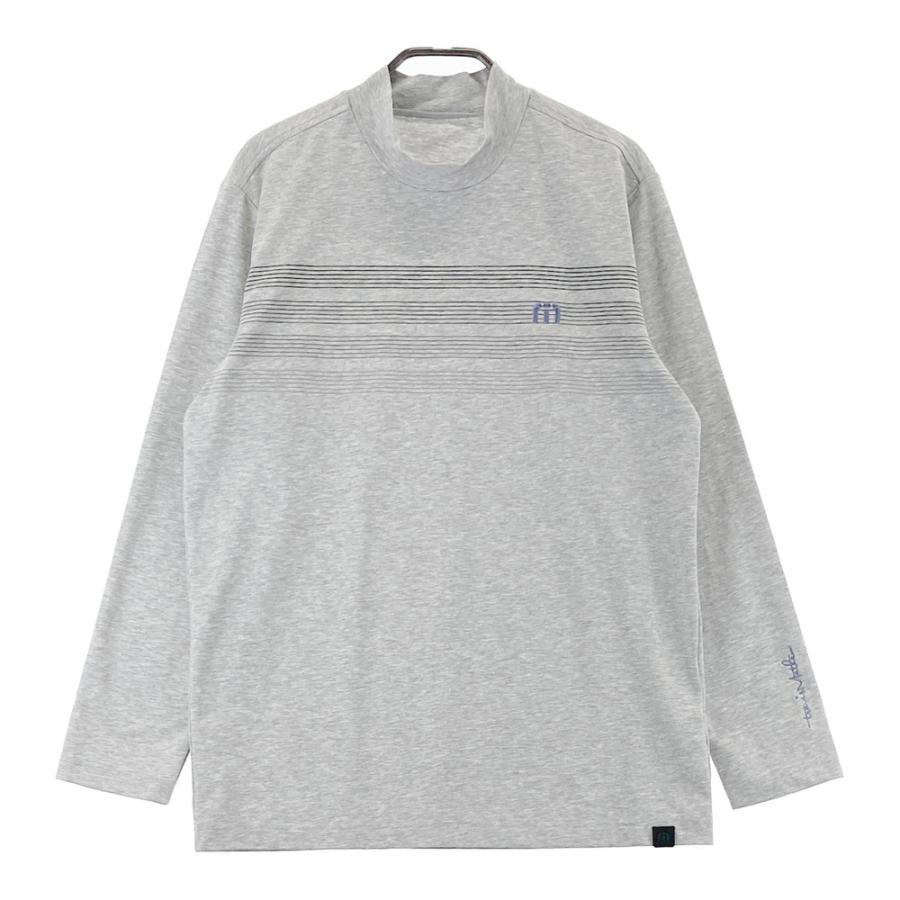 TravisMathew モックネックシャツ グレー L トラビスマシュー TRAVIS MATHEW トラビスマシュー 袖ロゴ刺繍 モックネック長袖Tシャツ