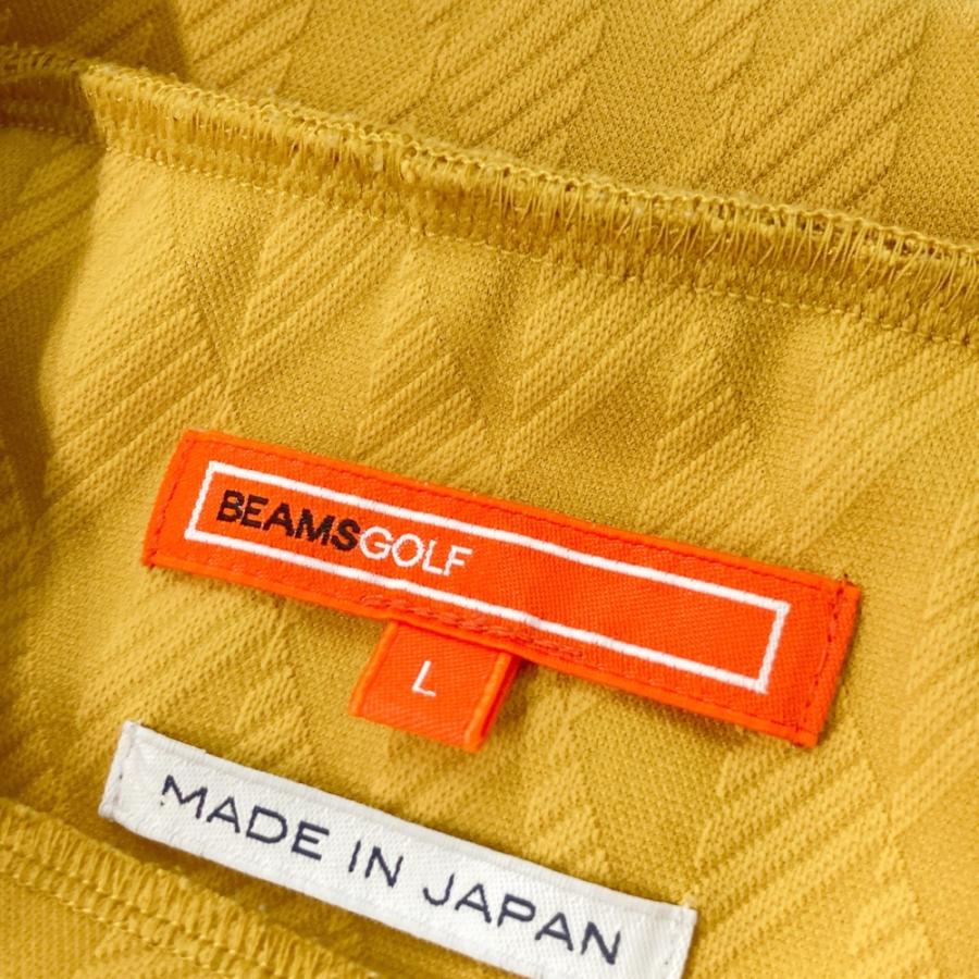 BEAMS GOLF ビームスゴルフ ハイネック長袖Tシャツ 総柄 イエロー系 L