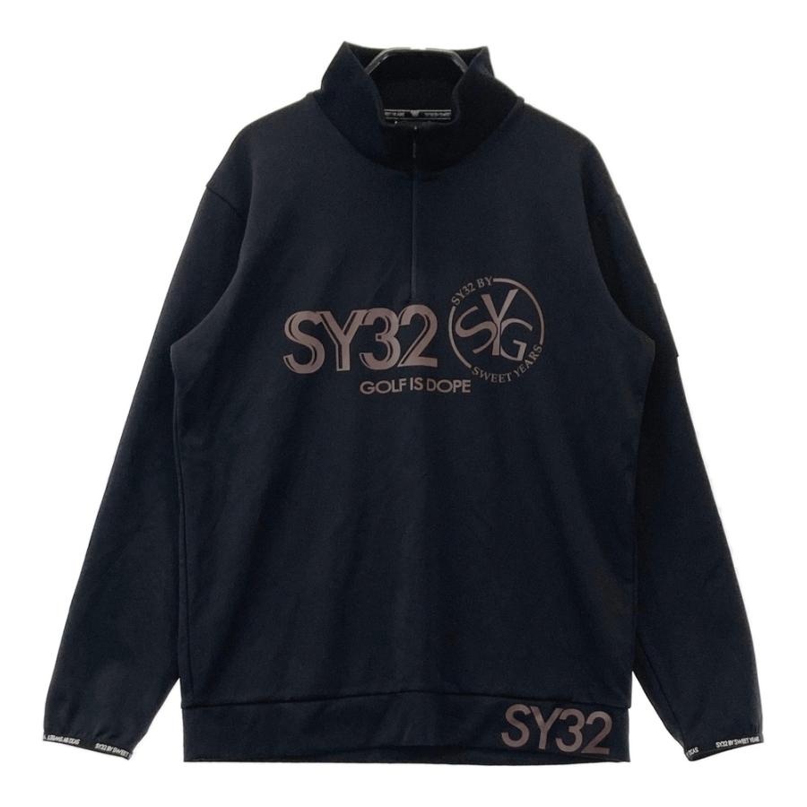サイズ：L SY32 BY SWEET YEARS GOLF エスワイサーティトゥ  ハーフジップ 長袖Tシャツ  ブラック系 [240101706225] ゴルフウェア メンズ ストスト SY32 by SWEET YEARS（エスワイサーティトゥバイスィートイヤーズ