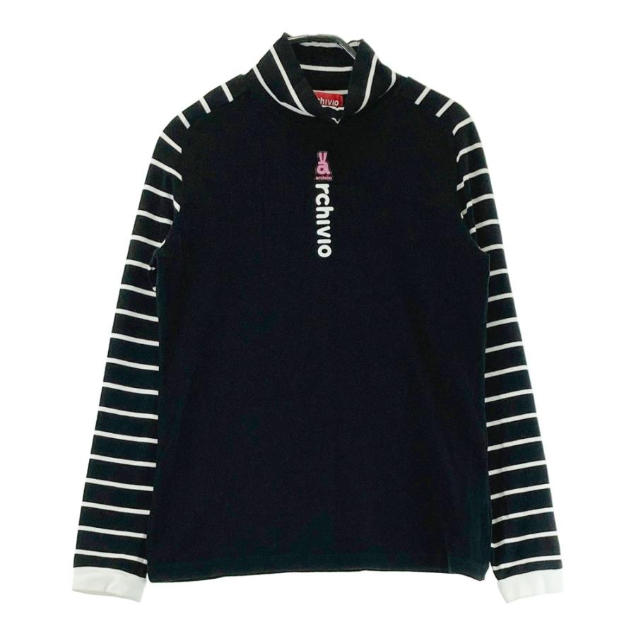 ARCHIVIO アルチビオ デザイン切替 モックネック長袖Tシャツ ブラック 