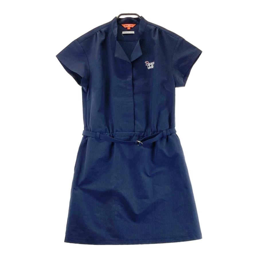BEAMS GOLF シアサッカー ワンピース BEAMS GOLF（ビームス ゴルフ） 半袖ワンピース シアサッカー ネイビー