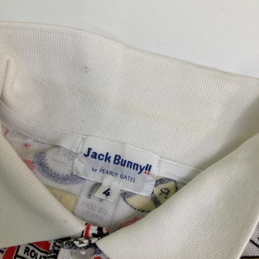 Jack Bunny!! 半袖ポロシャツ 総柄 ホワイト サイズ4 Jack Bunny!!（ジャックバニー） JACK BUNNY 半袖ポロシャツ 総柄