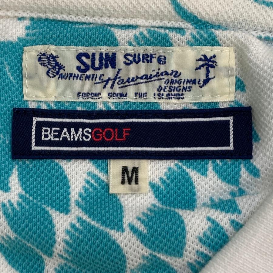 サイズ：M BEAMS GOLF ビームスゴルフ ×SUNSURF 半袖ポロシャツ パイナップル柄 ホワイト系 [240101708390] ゴルフウェア メンズ ストスト BEAMS GOLF ビームスゴルフ ×SUNSURF 半袖ポロシャツ パイナップル柄