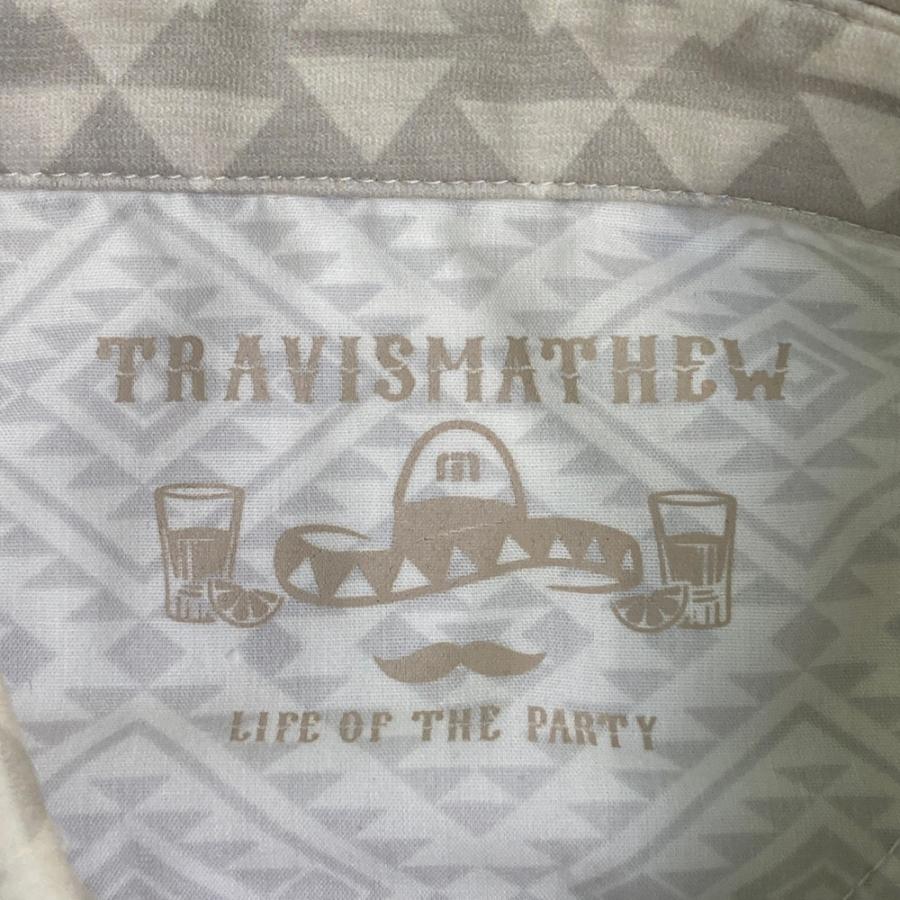 サイズ：M TRAVIS MATHEW トラビスマシュー  長袖ポロシャツ 総柄 グレー系 [240101708703] ゴルフウェア メンズ ストスト TRAVISMATHEW トラビスマシュー 長袖ポロシャツ 総柄 グレー系 M