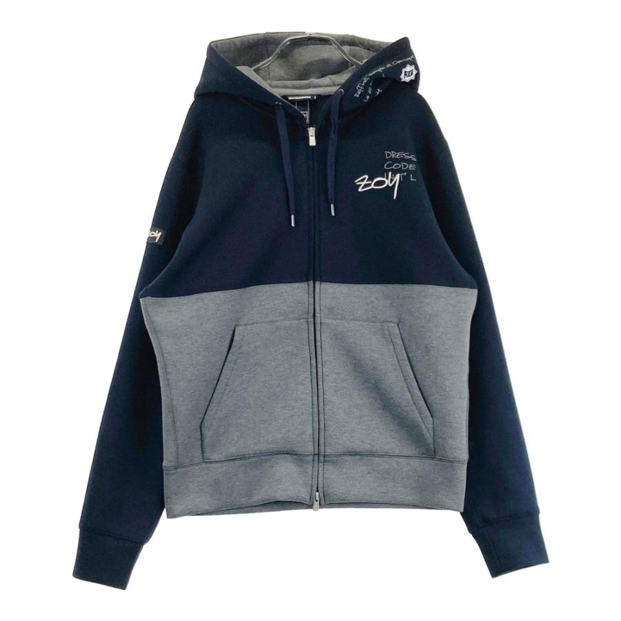サイズ：2 ZOY ゾーイ  フード付 長袖 ジップジャケット  ネイビー系 [240101709728] ゴルフウェア メンズ ストスト ZOY（ゾーイ） フード付 長袖 ジップジャケット ネイビー系 2 ゴルフ
