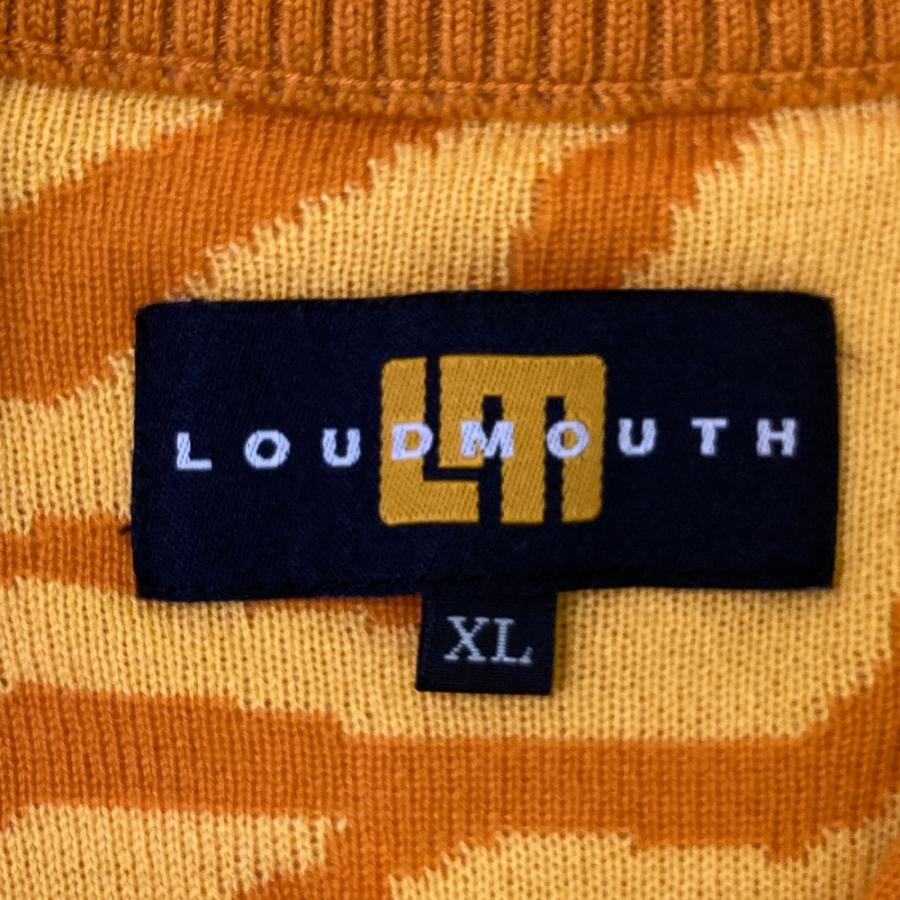 サイズ：L LOUD MOUTH ラウドマウス  ハーフジップ ニットセーター アニマル総柄 オレンジ系 [240101451546] ゴルフウェア メンズ ストスト LOUD MOUTH ラウドマウス ハーフジップ 長袖ニットセーター 総柄