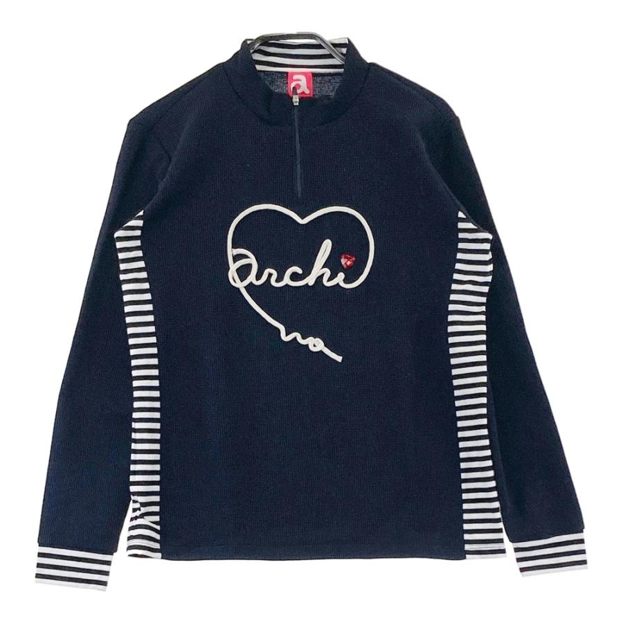 サイズ：38 ARCHIVIO アルチビオ  ハーフジップ 長袖Tシャツ  ネイビー系 [240101660090] ゴルフウェア レディース ストスト archivio（アルチビオ） ハーフジップ 長袖Tシャツ ネイビー系 38