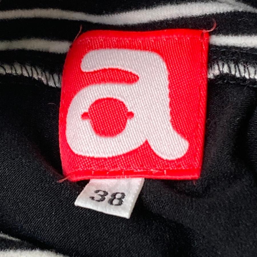 【未着用】アルチビオ archivio レディース 長袖シャツ タグ付き 36 ARCHIVIO アルチビオ 襟付 長袖Tシャツ ロゴ ボーダー切替 ブラック系