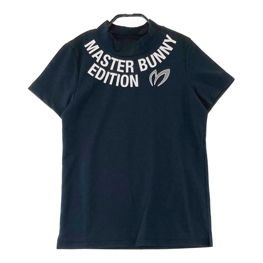 サイズ：0 MASTER BUNNY EDITION マスターバニーエディション 2024年モデル ロゴプリント モックネック半袖Tシャツ  ブラック系 [240101712279] ゴルフウェア レディース ストスト MASTER BUNNY EDITION（マスターバニーエディション） 【新品】MASTER