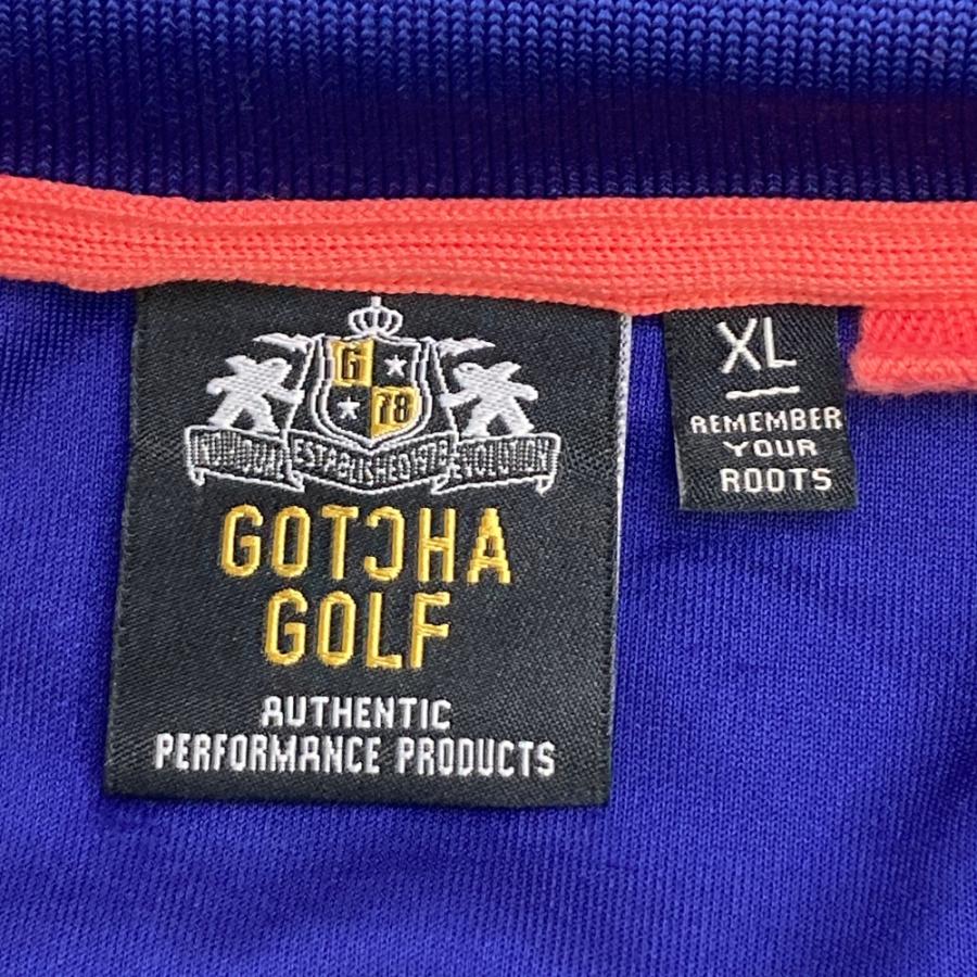 GOTCHA GOLF ガッチャゴルフ ロゴ刺繍入り 半袖ポロシャツ ネイビー系