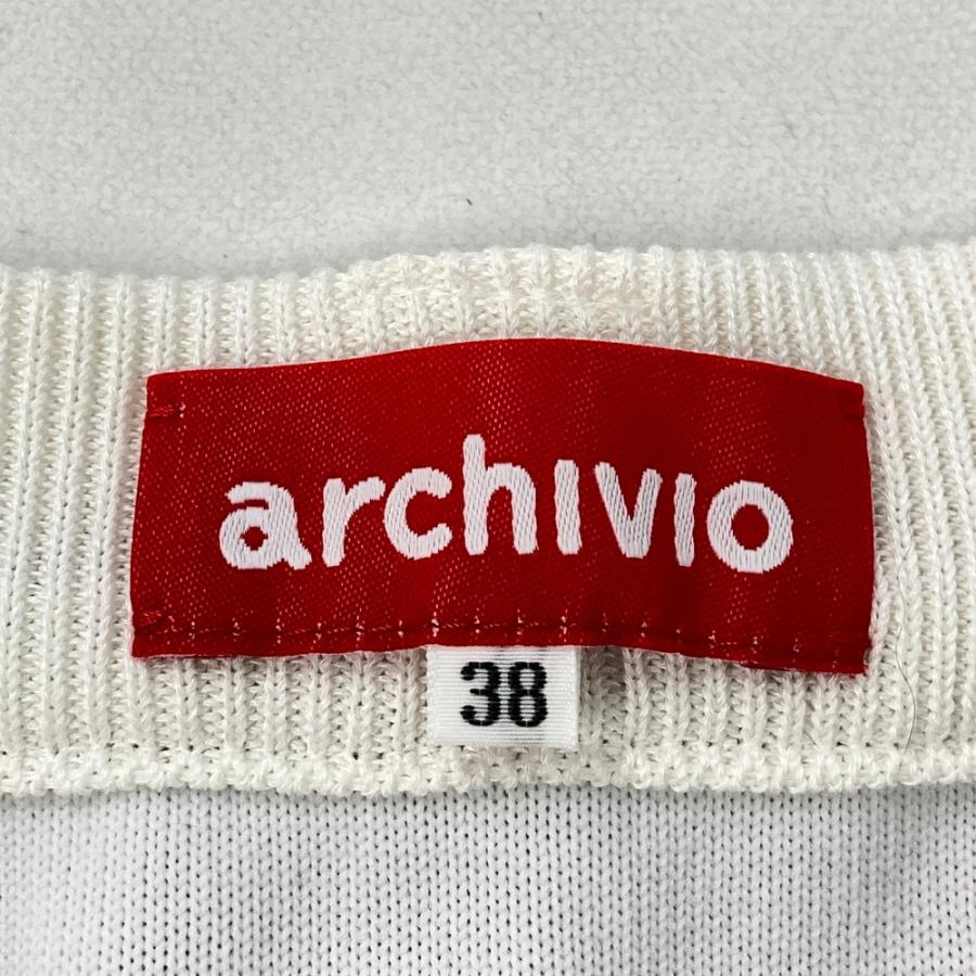【新品未使用２５FW アルチビオ】ポケットデザインニットスカート38号 ARCHIVIO アルチビオ ニットスカート ボーダー柄 ホワイト系 38 ゴルフ
