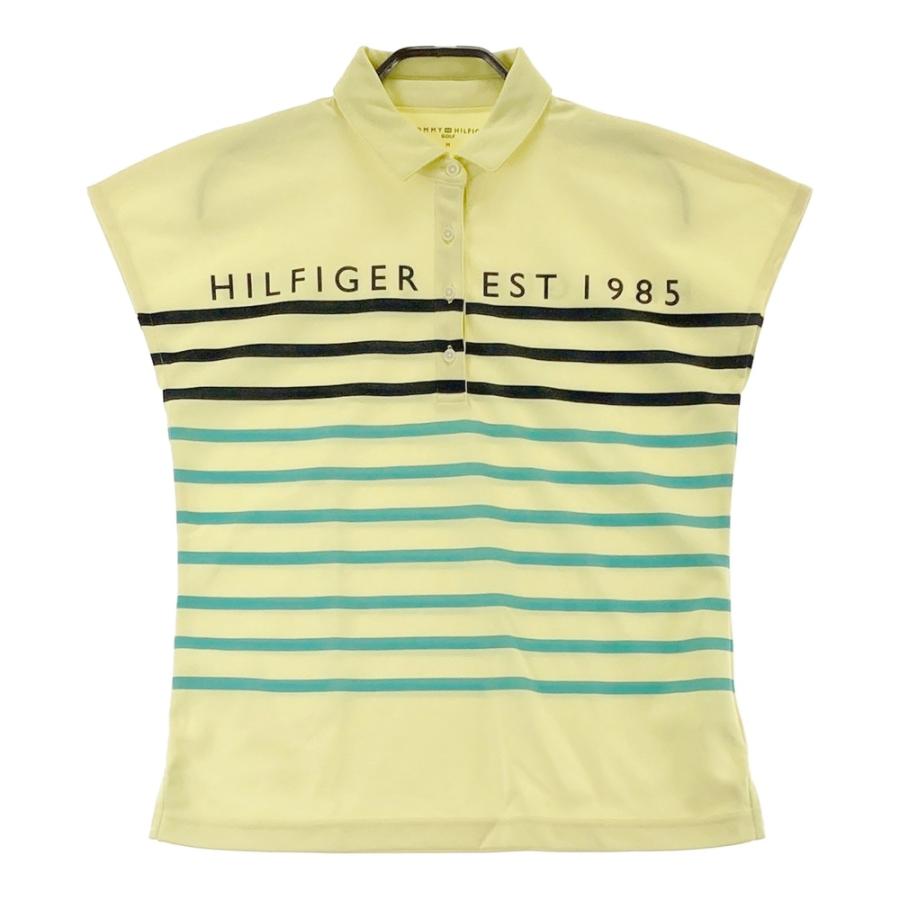 新品 未使用トミーヒルフィガー ゴルフ半袖ポロシャツ パネルロゴ ボーダー黄 紺 TOMMY HILFIGER GOLF（トミー ヒルフィガー ゴルフ） トミー