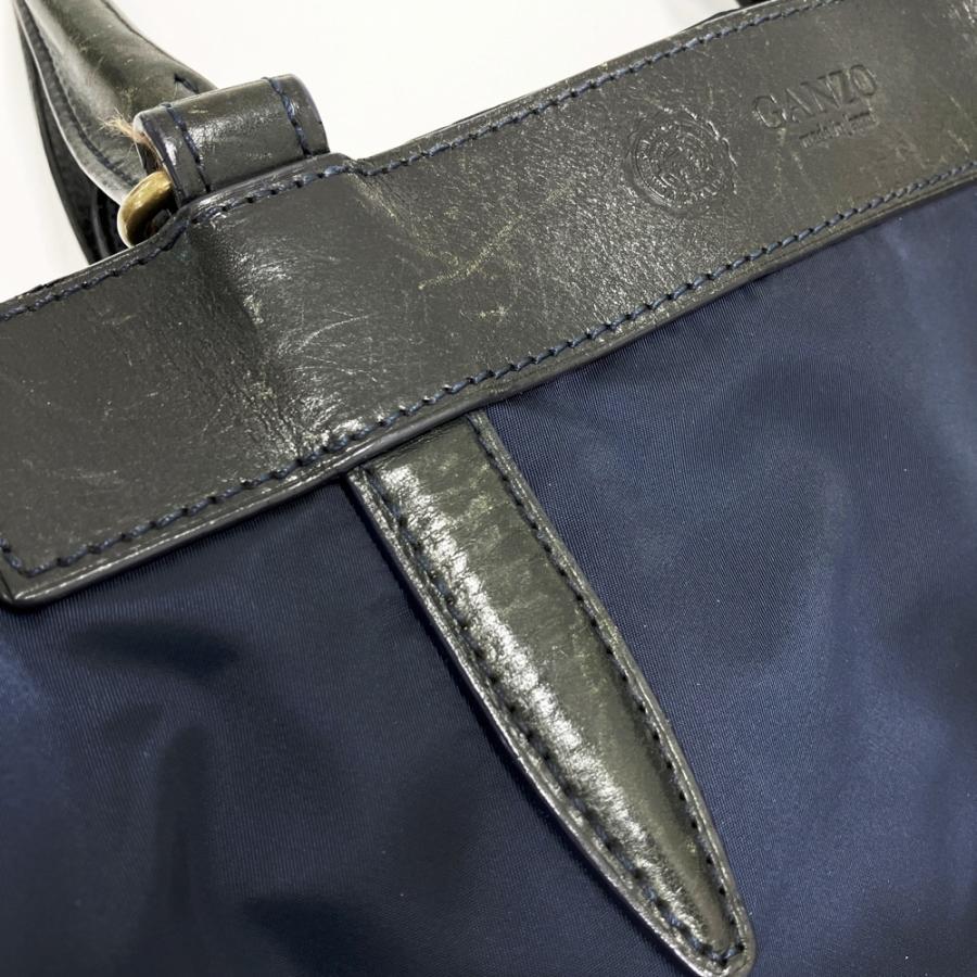 GANZO ガンゾ CINTURA 2WAY トートバッグ レザー ナイロン ネイビー系
