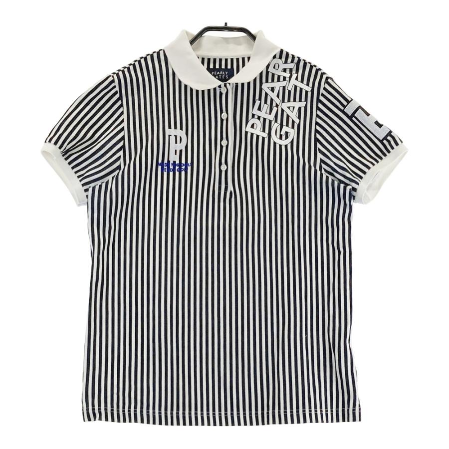 タグ付き　新品　PEARLY GATES ストライプ 半袖ポロシャツ　サイズ2 PEARLY GATES パーリーゲイツ 半袖ポロシャツ ストライプ柄 ホワイト系