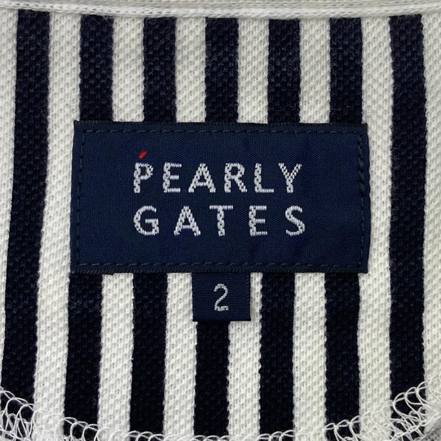 PEARLY GATES パーリーゲイツ 半袖ポロシャツ ストライプ柄 ホワイト系