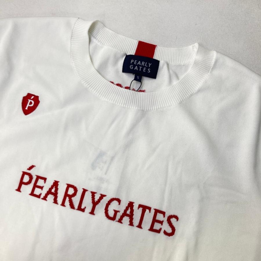 パーリーゲイツ PEARLYGATES ニット セーター ロゴ ホワイト 0 PEARLY GATES（パーリーゲイツ） 【新品】PEARLY GATES ロゴニット