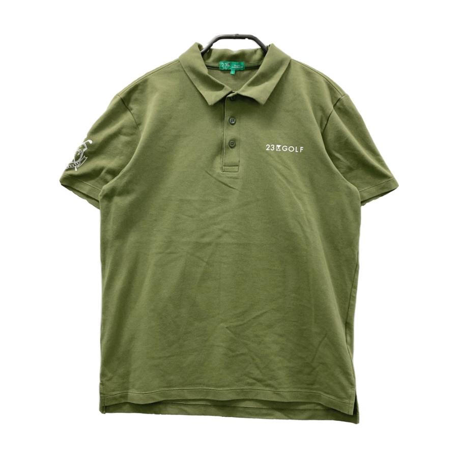 新品 タグ付き 23区 GOLF ニジュウサンク ゴルフ 半袖 鹿子 ポロシャツ 23区GOLF ニジュウサンクゴルフ 半袖ポロシャツ カーキ系 L ゴルフ
