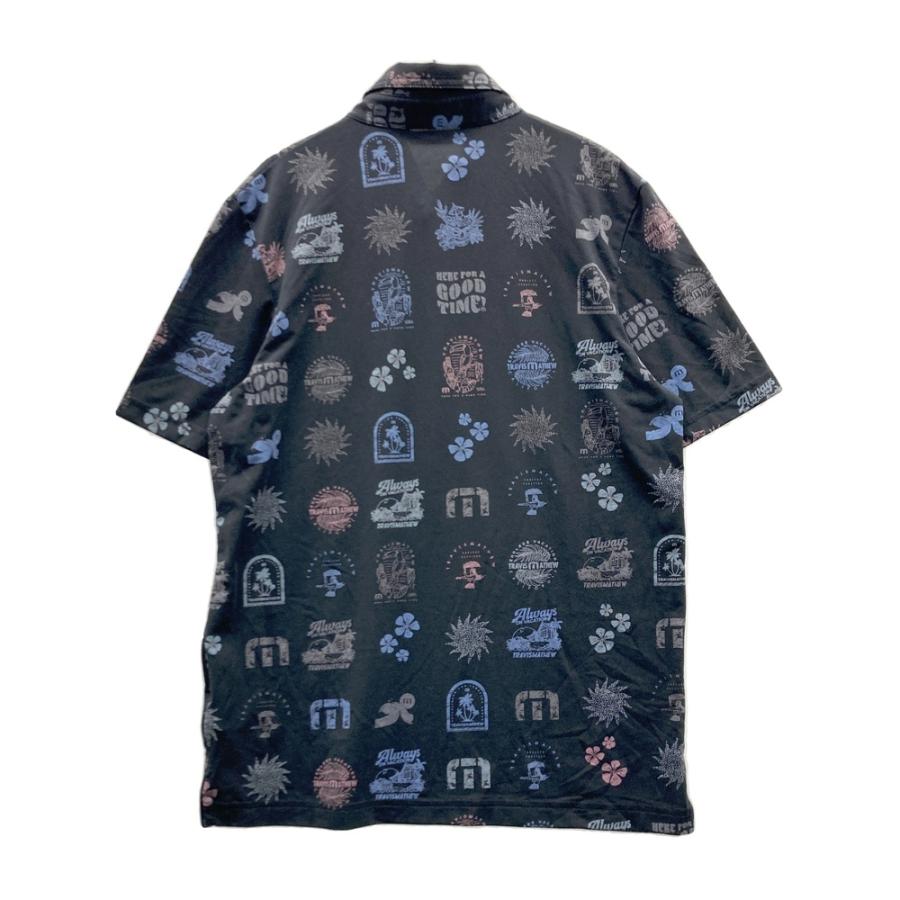 TRAVISMATHEW トラビスマシュー 半袖ポロシャツ 総柄 ブラック系 M