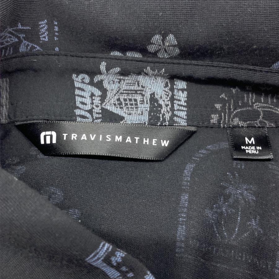 TRAVISMATHEW トラビスマシュー 半袖ポロシャツ 総柄 ブラック系 M