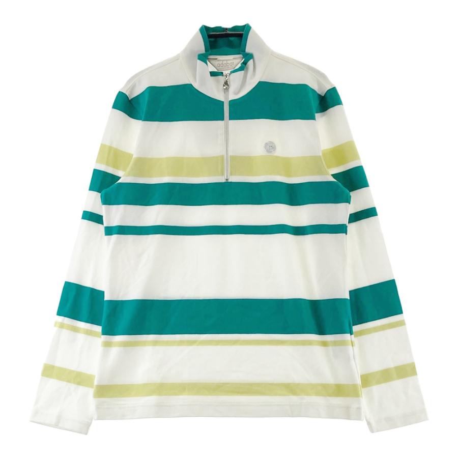 【新品タグ付】adabat ハーフジップ 長袖 カットソー ゴルフウェア S 新品】ADABAT アダバット ハーフジップ 起毛 長袖Tシャツ ボーダー柄