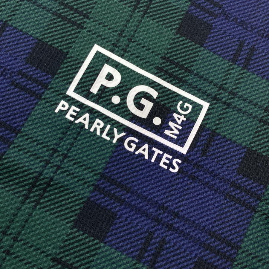 サイズ：1 PEARLY GATES パーリーゲイツ  ハイネック半袖Tシャツ チェック柄 グリーン系 [240101484983] ゴルフウェア レディース ストスト PEARLY GATES パーリーゲイツ ハイネック 半袖Tシャツ チェック柄