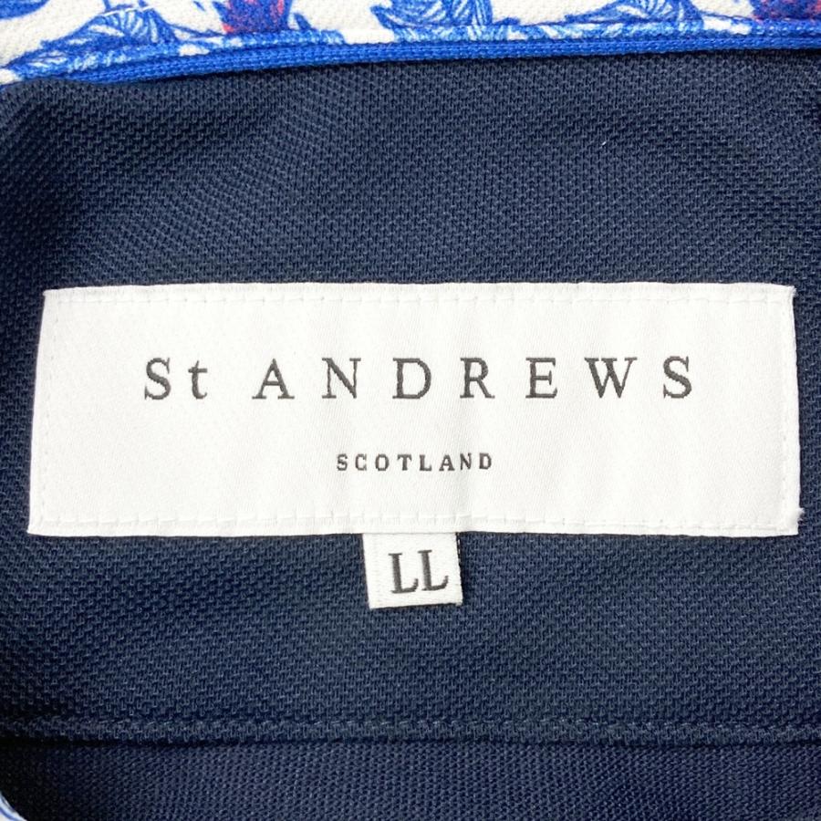 ST ANDREWS セントアンドリュース 半袖ポロシャツ ネイビー系 LL