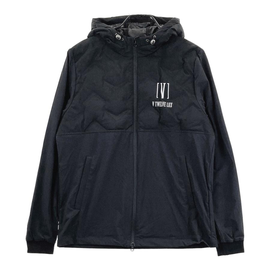 サイズ：XXL V12 ヴィトゥエルヴ  ハイブリッド フード ダウンジャケット  ブラック系 [240101718277] ゴルフウェア メンズ ストスト V12（ヴィ・トゥエルヴ） ハイブリッド フード ダウンジャケット