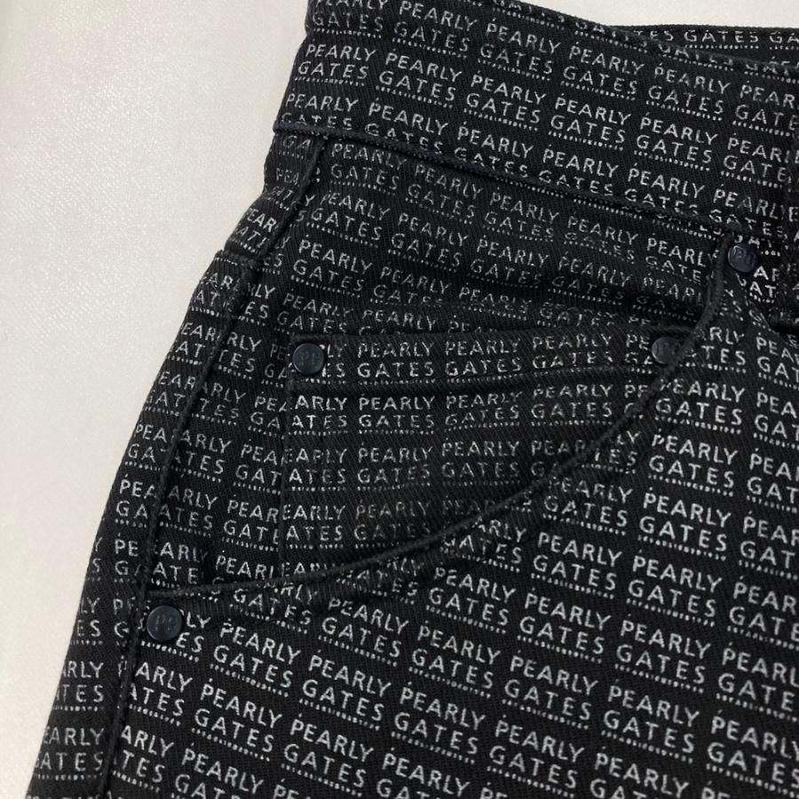 PEARLY GATES（パーリーゲイツ） ストレッチパンツ ロゴ 総柄 ブラック