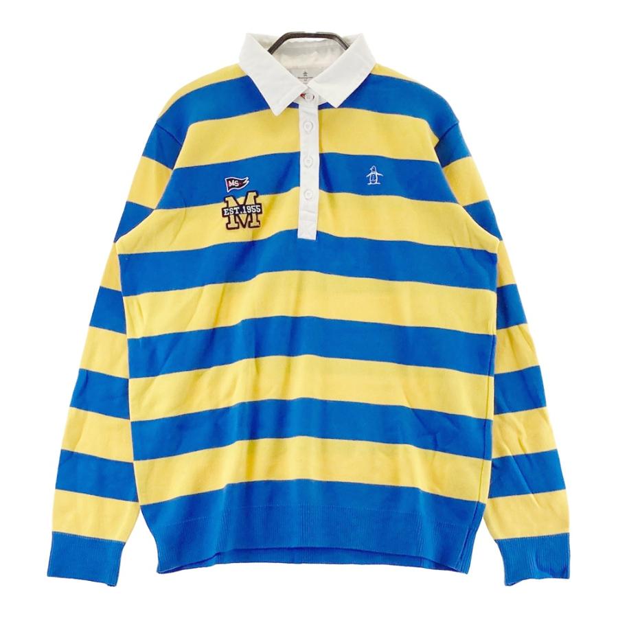 マンシングウェア/ゴルフ タートルネック【ボーダー/LL】美品！ MUNSING WEAR マンシングウェア 二ット 長袖ポロシャツ ボーダー柄