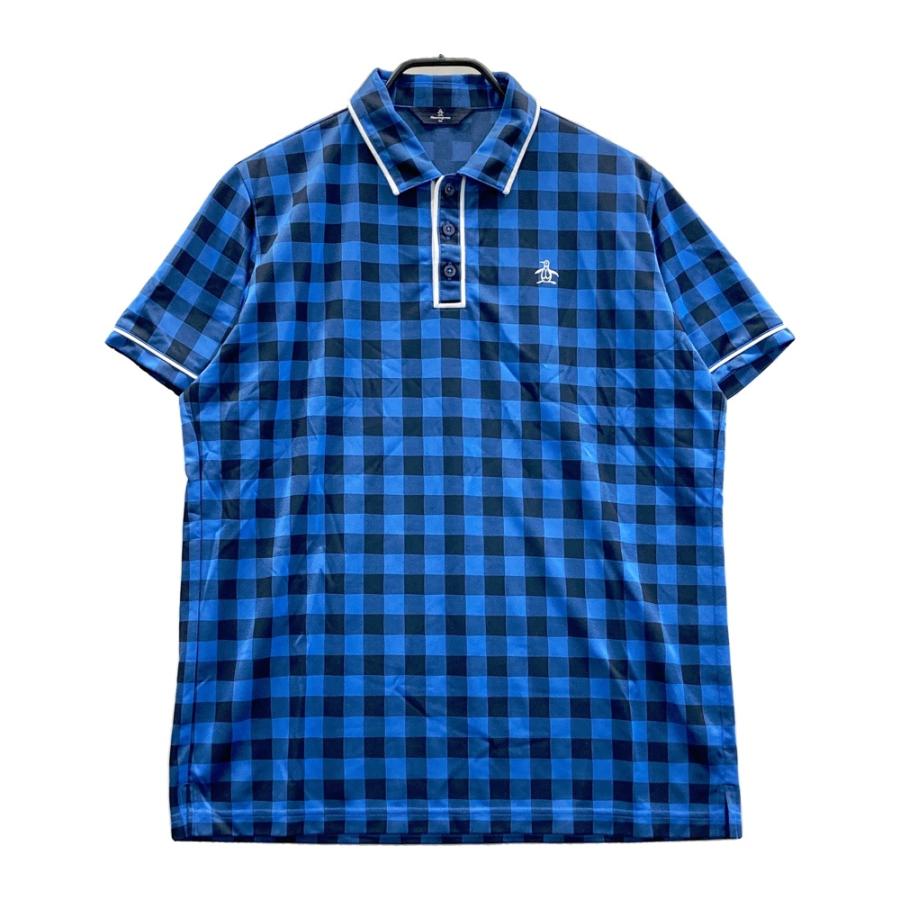 Munsingwear バンダナ柄 半袖 ポロシャツメンズ ゴルフ ネイビー L Munsingwear（マンシングウェア） 半袖ポロシャツ チェック柄 ブルー系