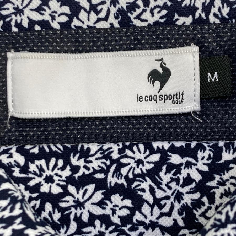 LE COQ GOLF ルコックゴルフ 半袖ポロシャツ 花柄 ネイビー系 M ゴルフ